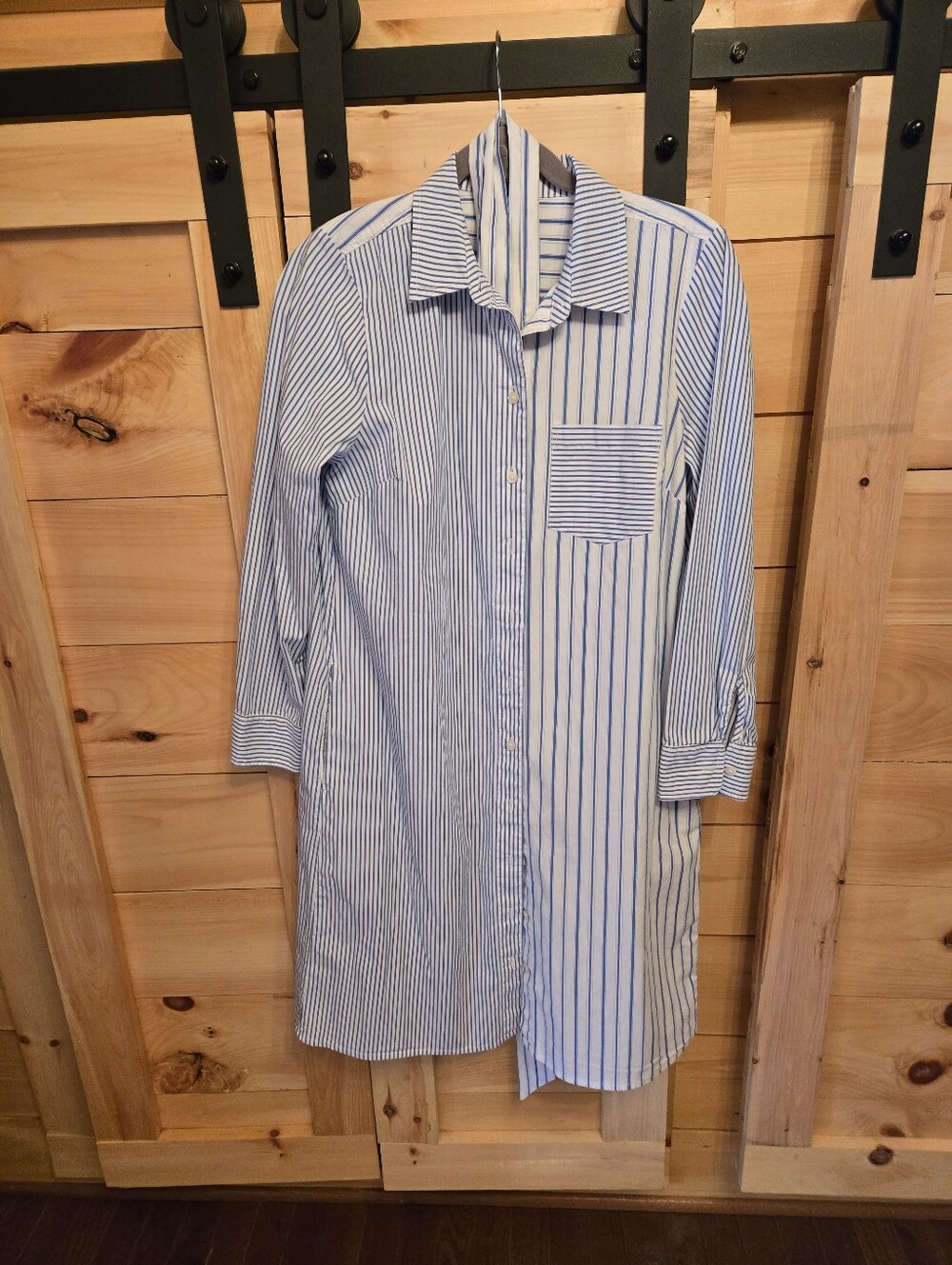 J. Crew Blue and White Striped Button-Down Shirt Dress